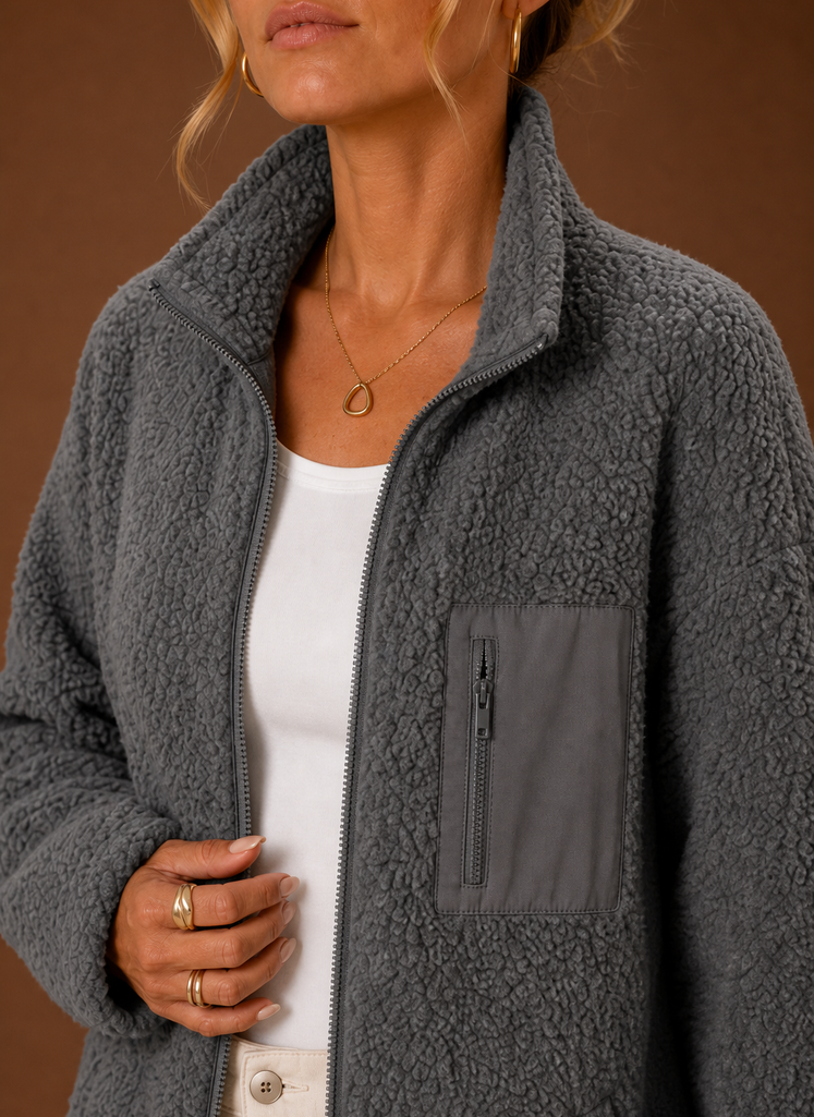 Dame Sherpa Zip-Up Jakke | Areleon
