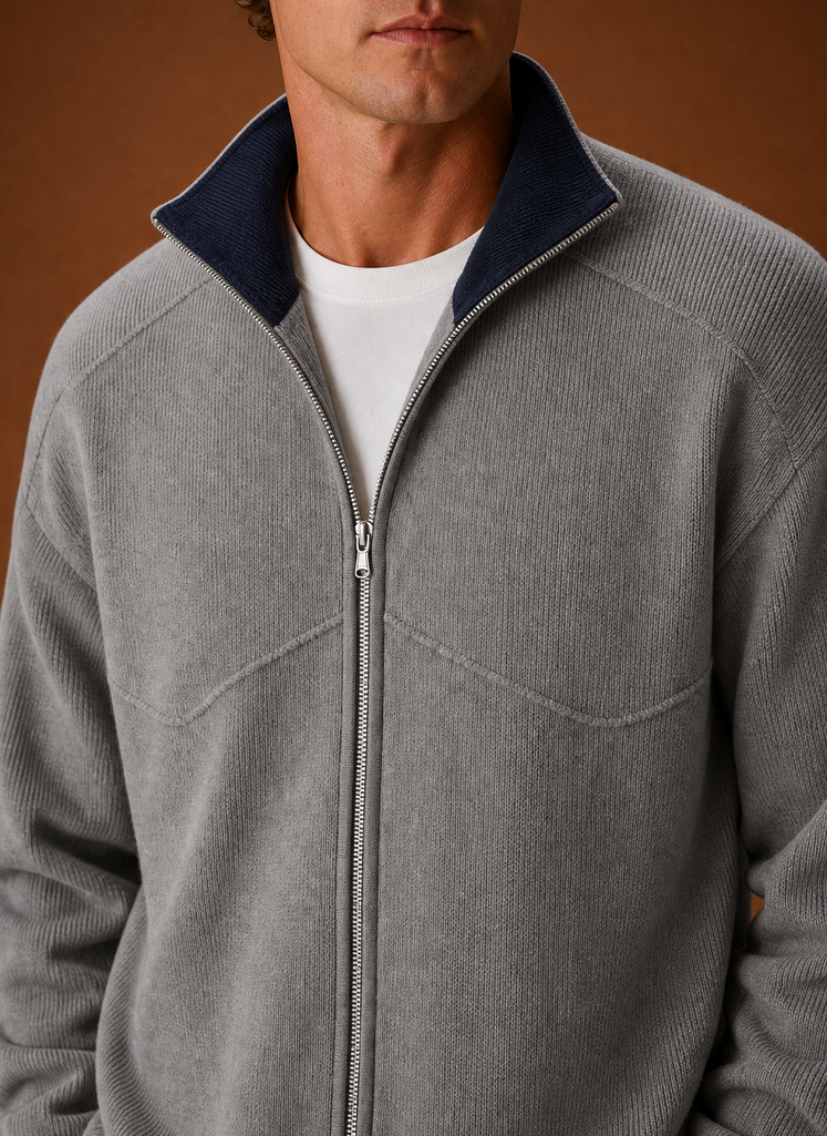 Herre Strikket Cardigan - Full-Zip Sweater Jakke | Areleon