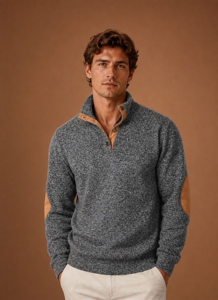 Herre Mock Neck Pullover Lag Sweater | Areleon