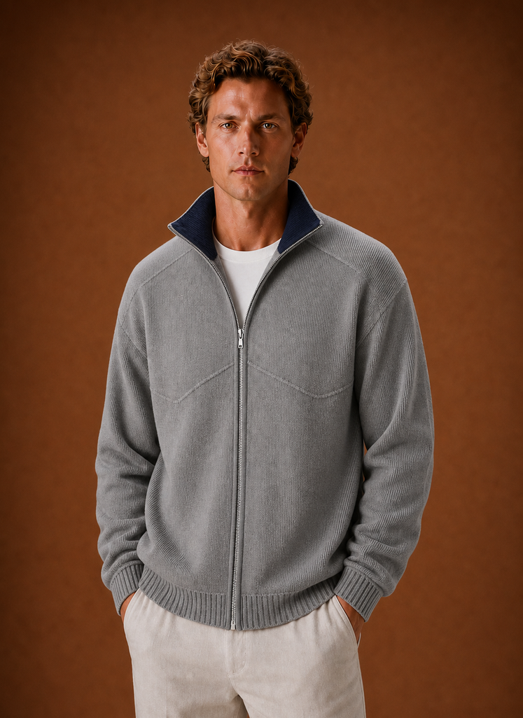 Herre Strikket Cardigan - Full-Zip Sweater Jakke | Areleon