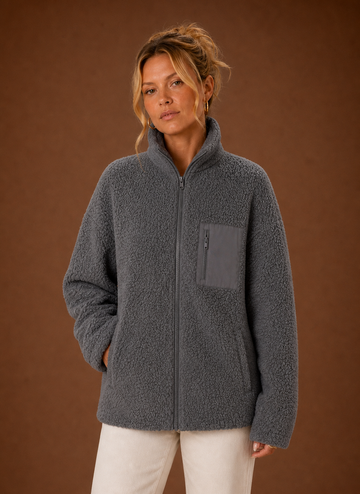 Dame Sherpa Zip-Up Jakke | Areleon