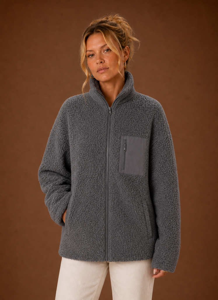 Dame Sherpa Zip-Up Jakke | Areleon