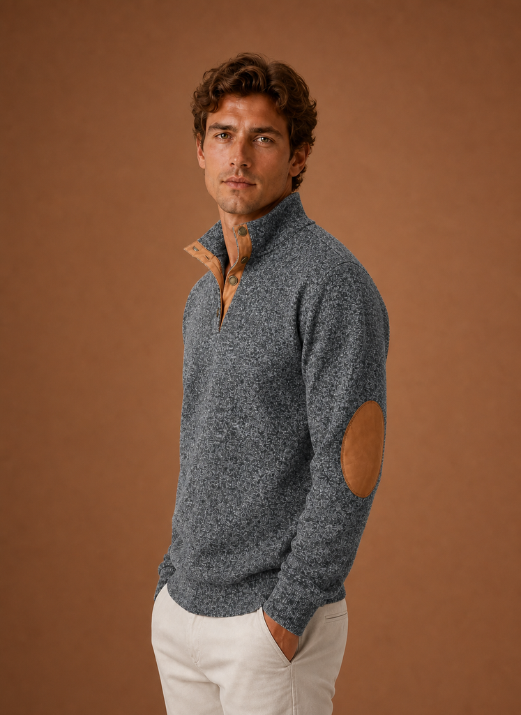 Herre Mock Neck Pullover Lag Sweater | Areleon