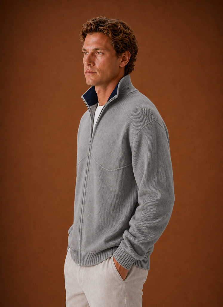 Herre Strikket Cardigan - Full-Zip Sweater Jakke | Areleon