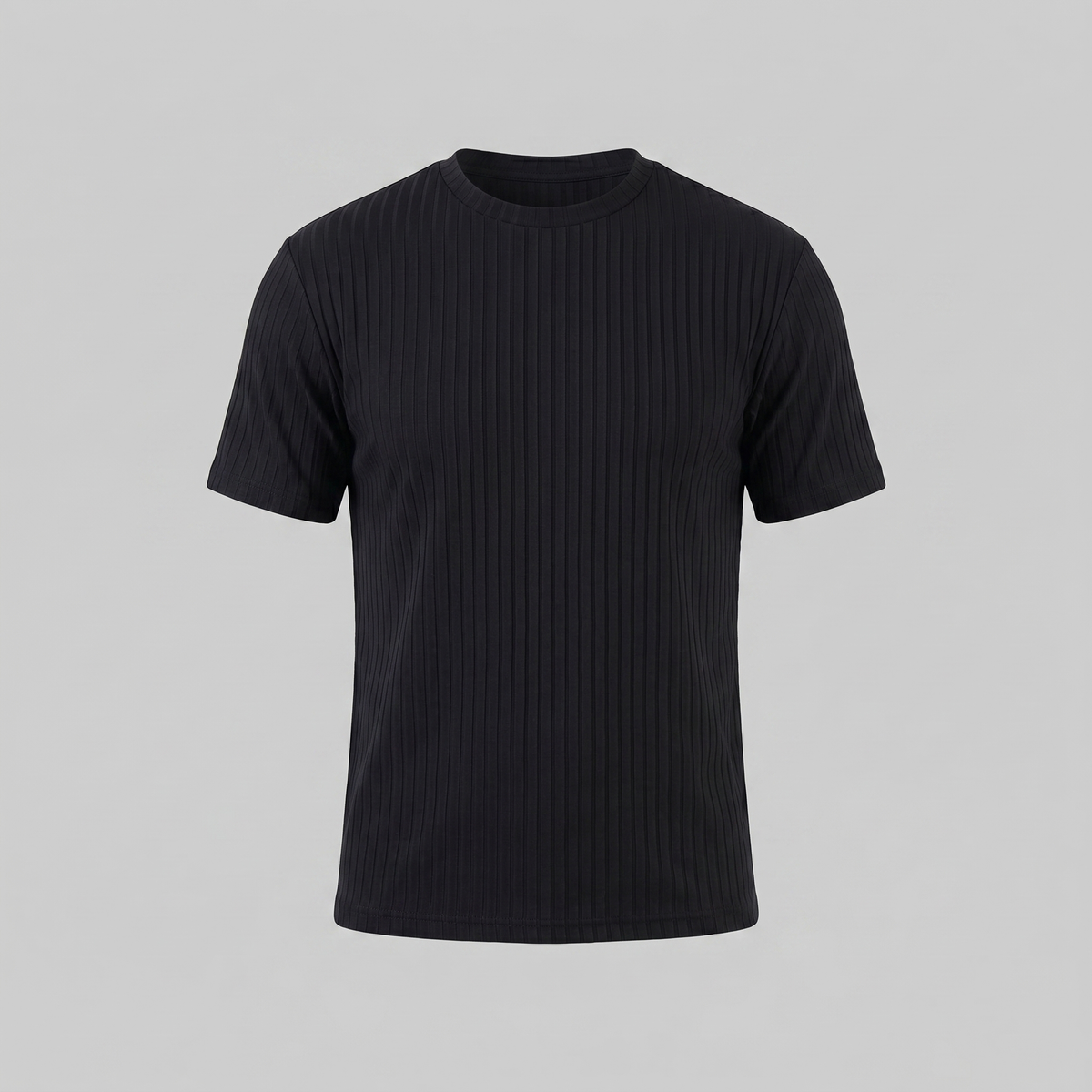 Herre Ribbet T-shirt Crew Neck Slim Fit Tee