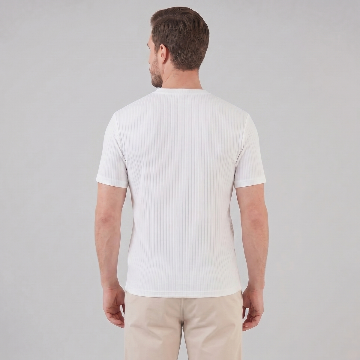 Herre Ribbet T-shirt Crew Neck Slim Fit Tee