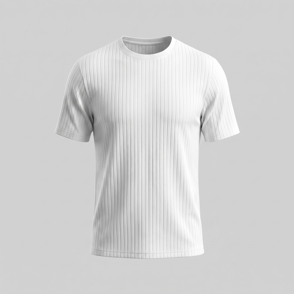 Herre Ribbet T-shirt Crew Neck Slim Fit Tee