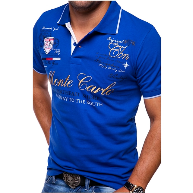Herres Printed Contrast Trim Casual Kortærmet Polo