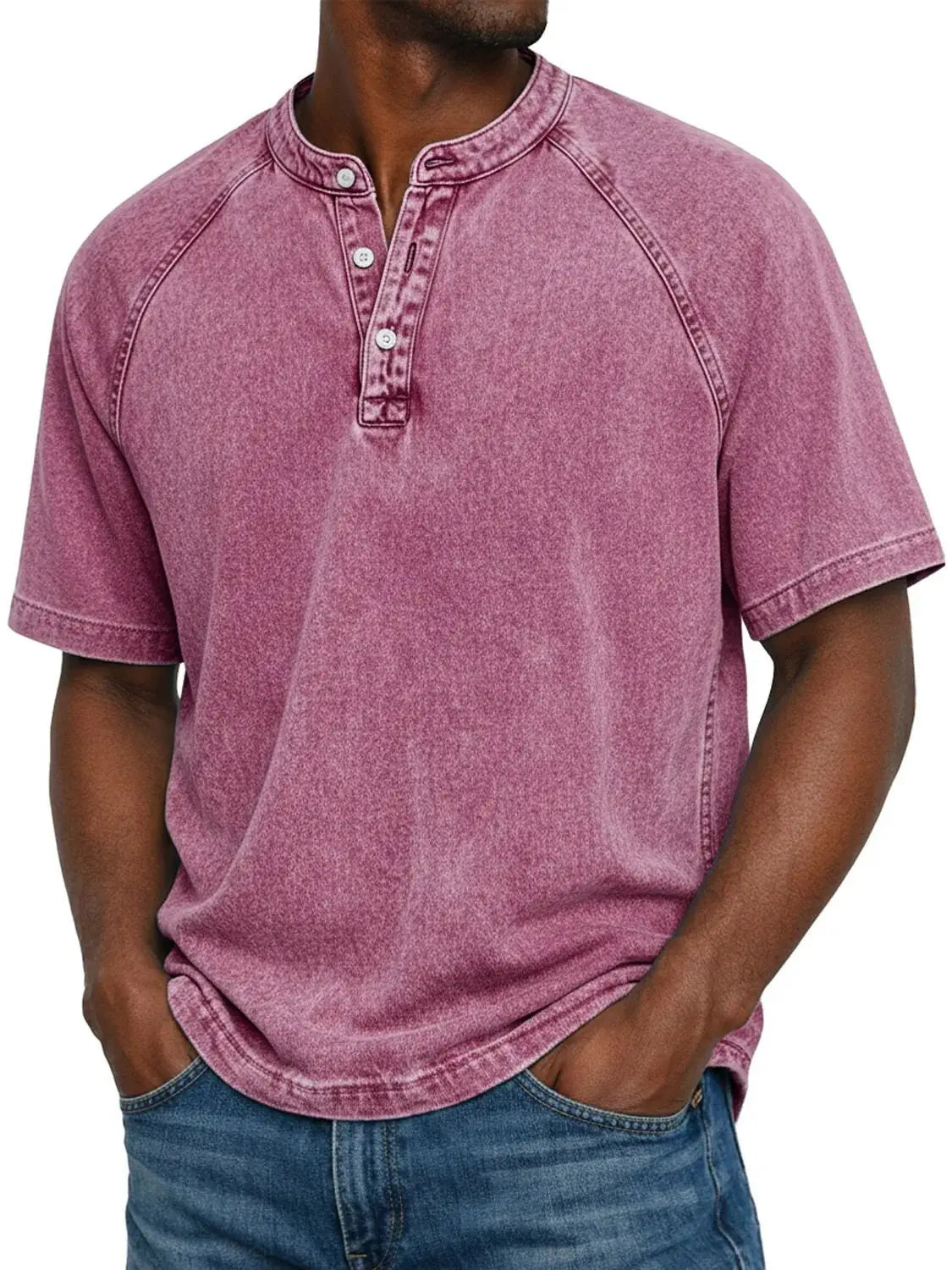 Herre Vasket Henley Kortærmet Casual T-Shirt