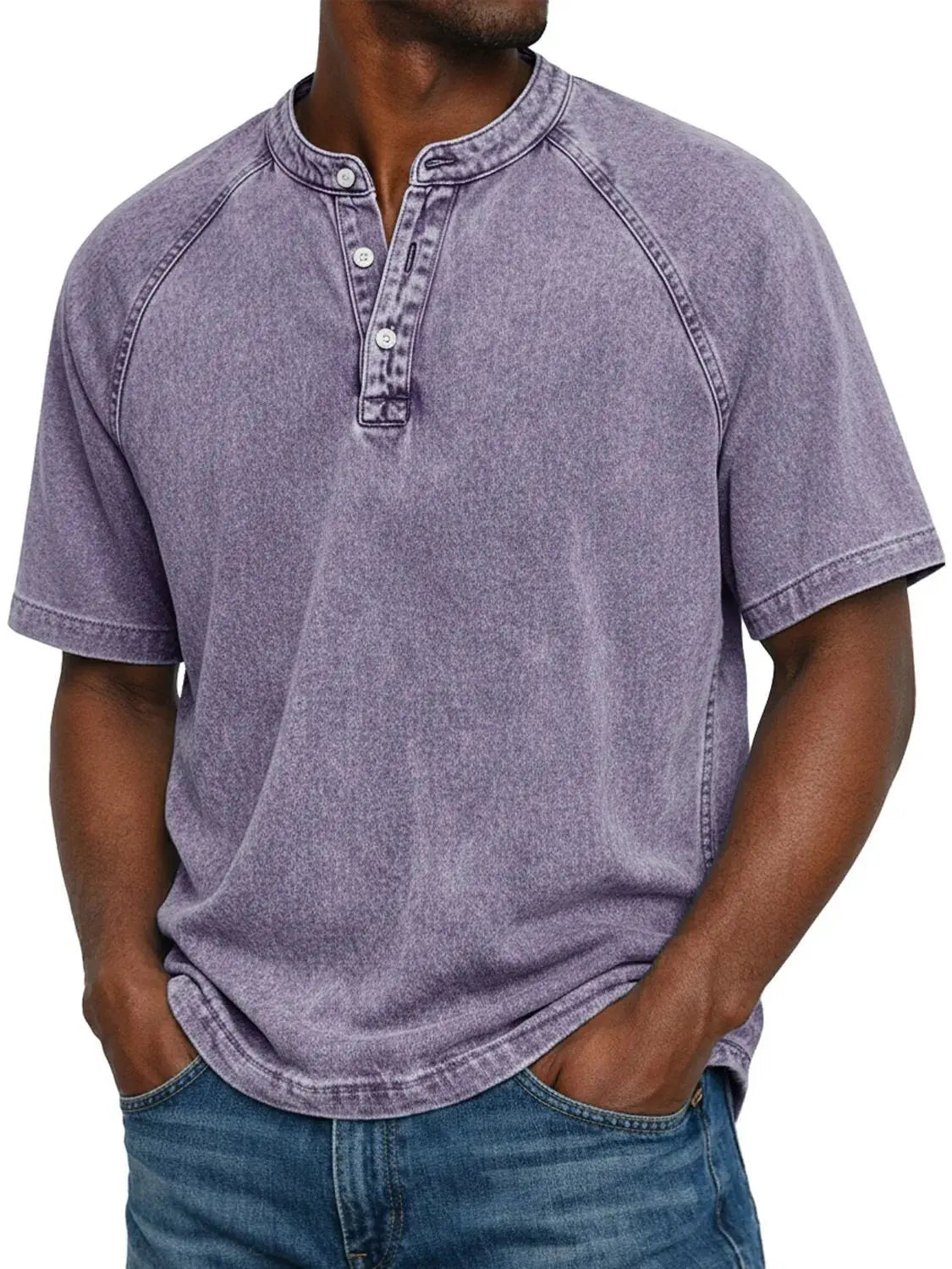 Herre Vasket Henley Kortærmet Casual T-Shirt