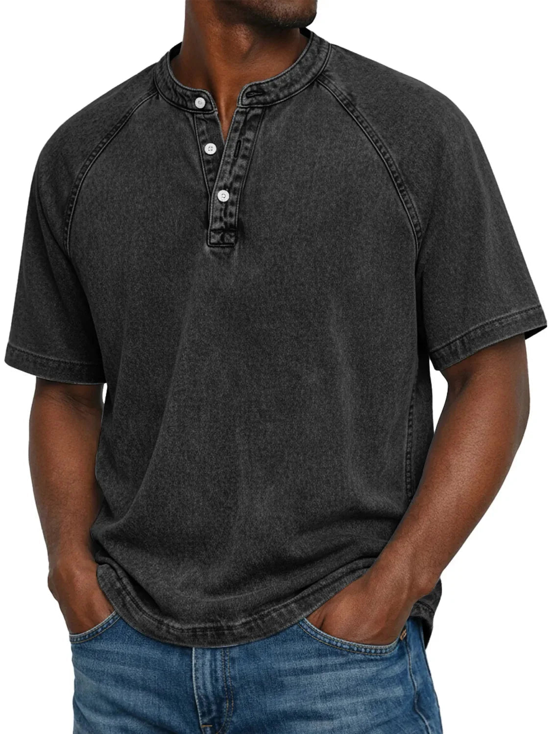 Herre Vasket Henley Kortærmet Casual T-Shirt