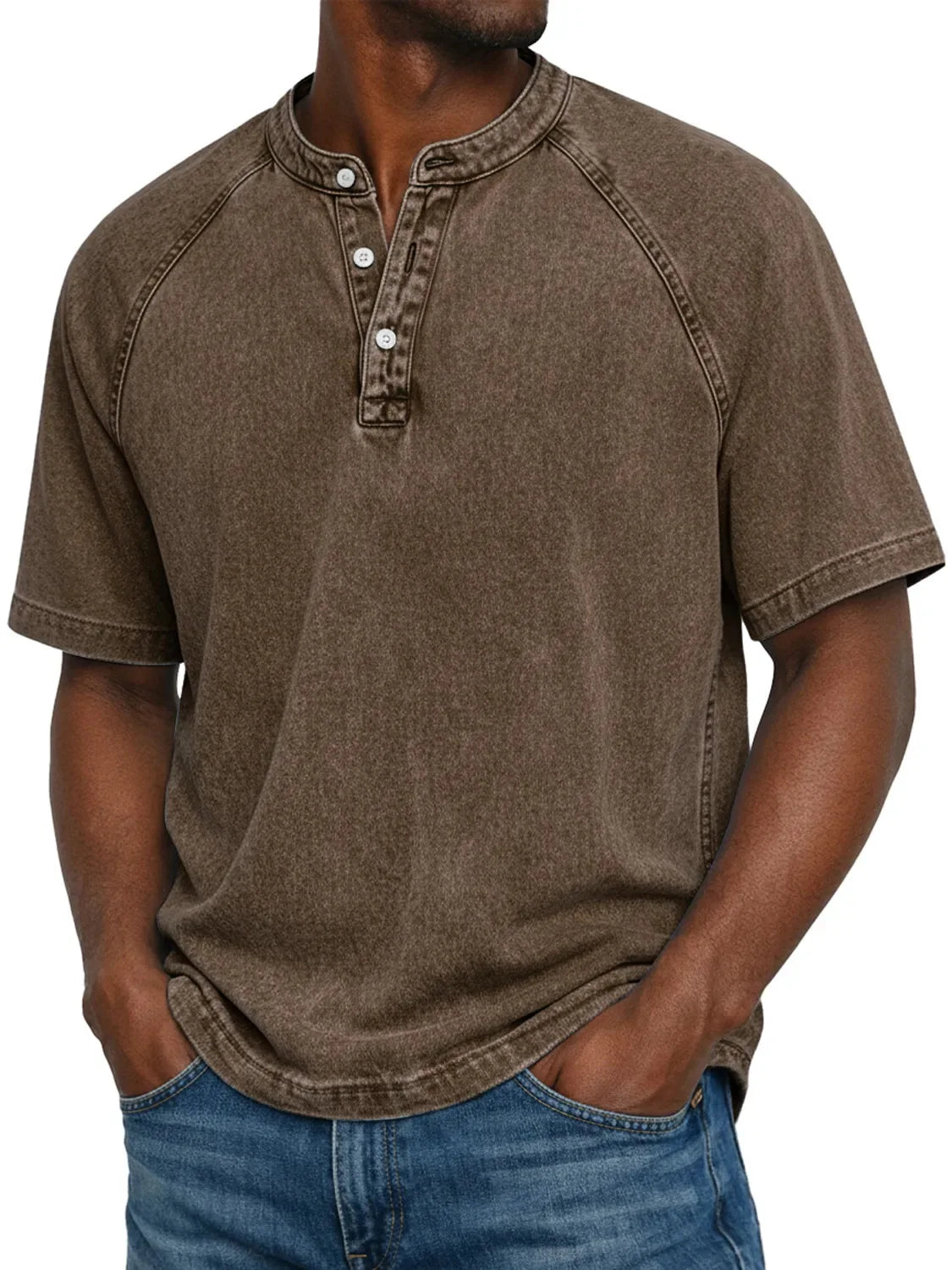 Herre Vasket Henley Kortærmet Casual T-Shirt