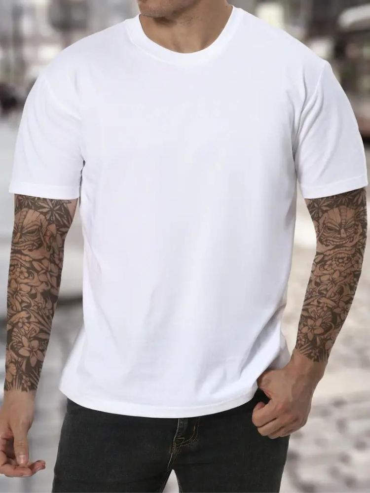 Herre Høj Hals T-shirt Blød Behagelig Langærmet Minimalistisk Casual Hverdag Lagdelt Top