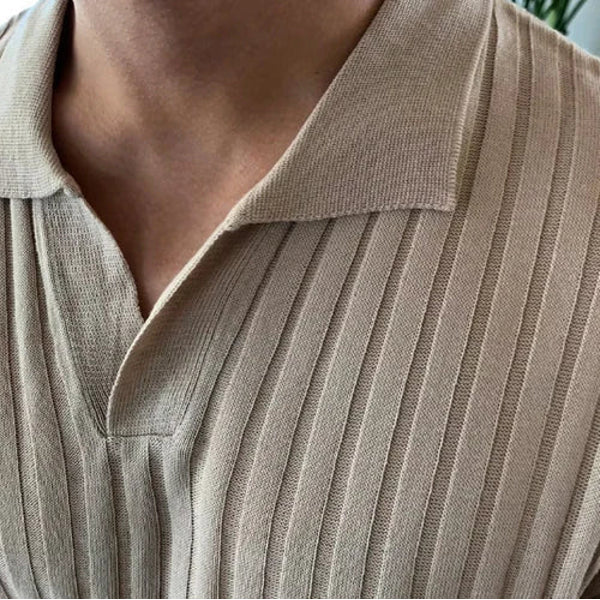 Herre Ribbet Bomulds Polo T-shirt Kort Ærme Åndbar Mesh Casual Sommer Arbejdstøj Top