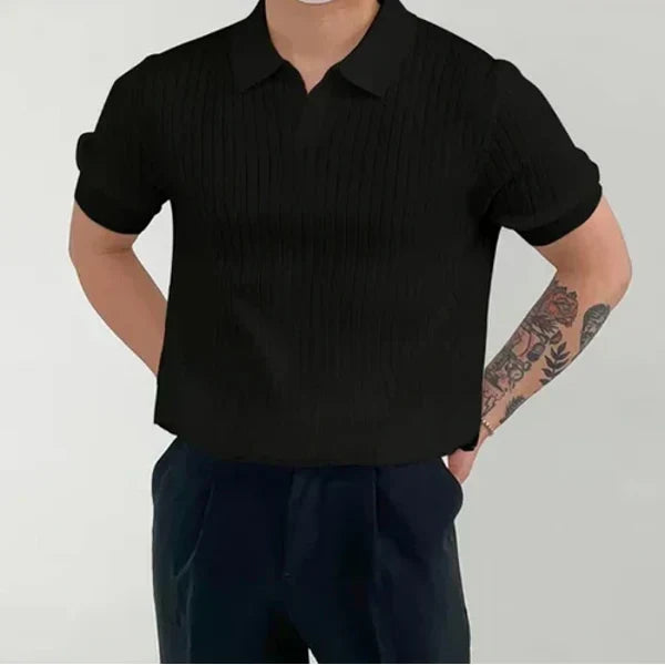 Herre Ribbet Bomulds Polo T-shirt Kort Ærme Åndbar Mesh Casual Sommer Arbejdstøj Top
