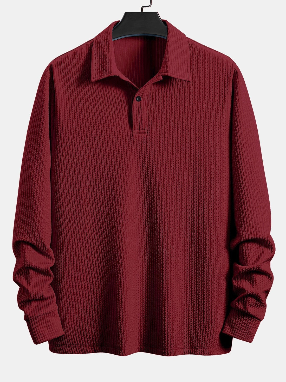 Herre Relaxed Ribbet Polo T-shirt – Stretch Langærmet Smart Casual Top