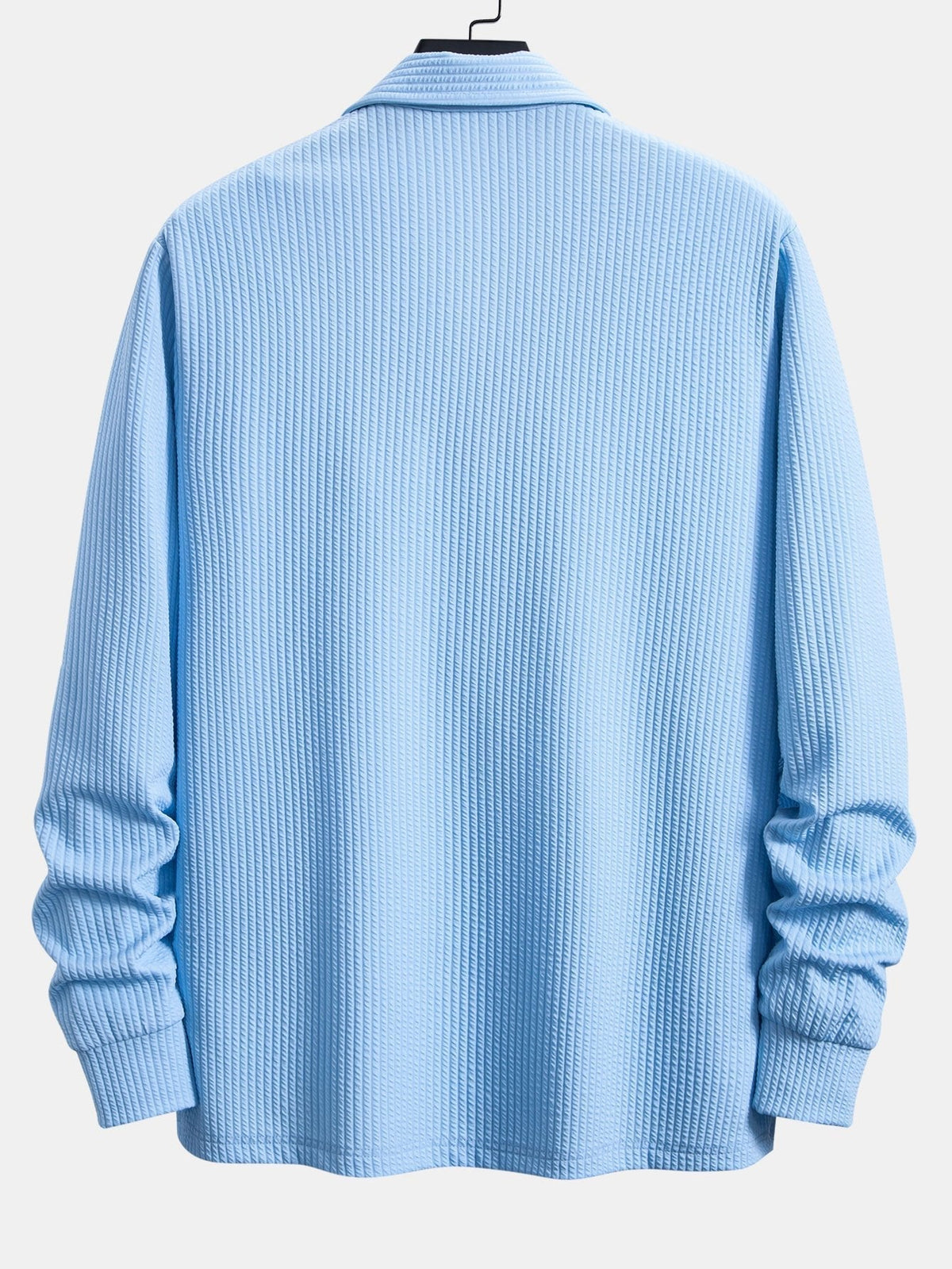 Herre Relaxed Ribbet Polo Shirt – Stretch Langærmet Smart Casual Top