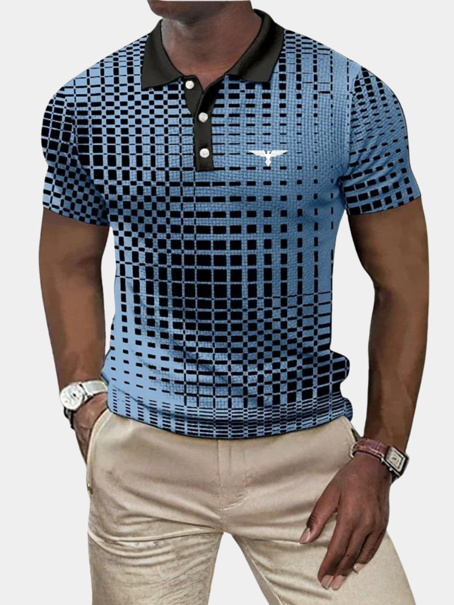 Herre Printed Contrast Krave Slim Fit Polo Shirt