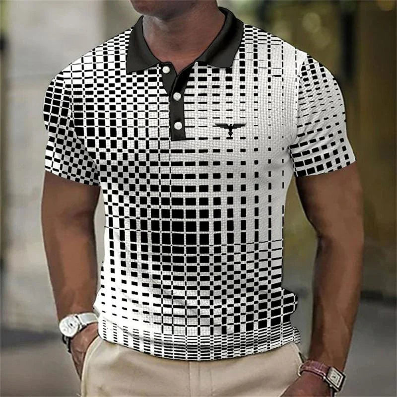 Herre Printed Contrast Krave Slim Fit Polo Shirt