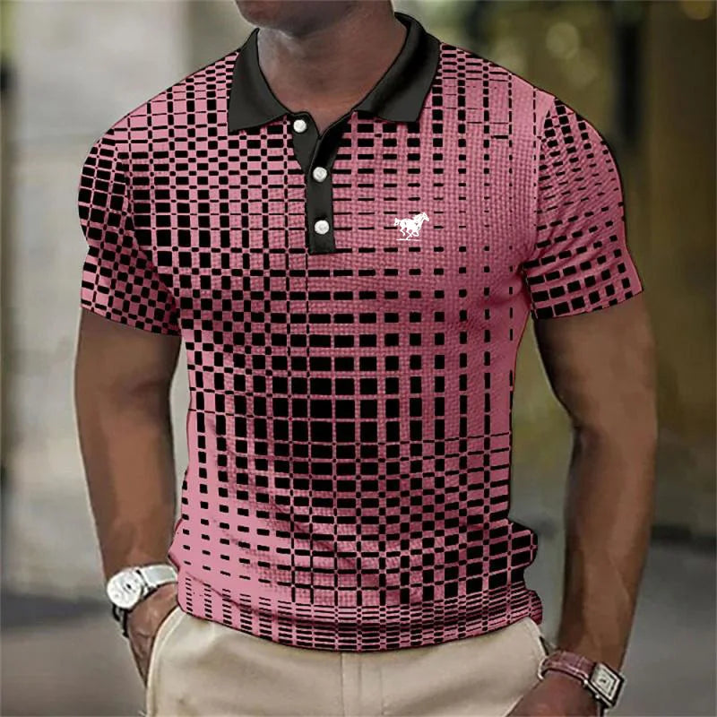 Herre Printed Contrast Krave Slim Fit Polo Shirt