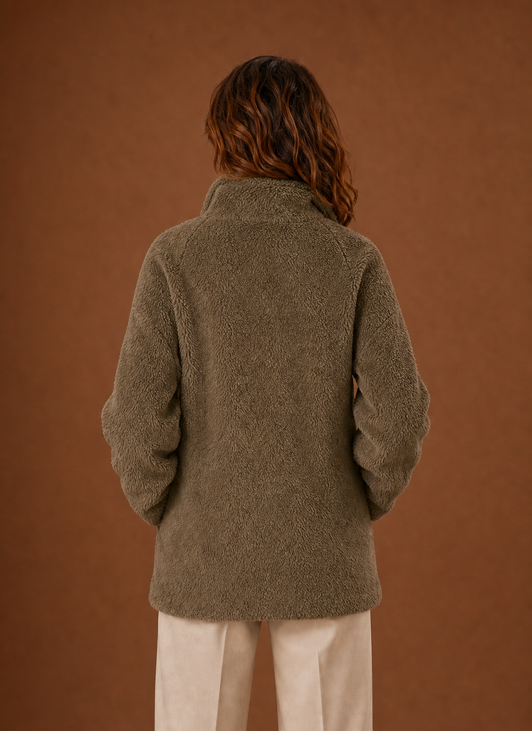 Dame Fleece Sherpa Zip Up Vinterjakke | Areleon
