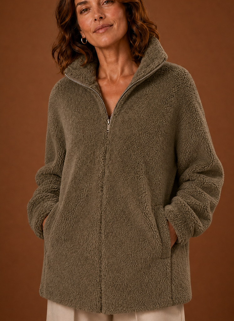 Dame Fleece Sherpa Zip Up Vinterjakke | Areleon