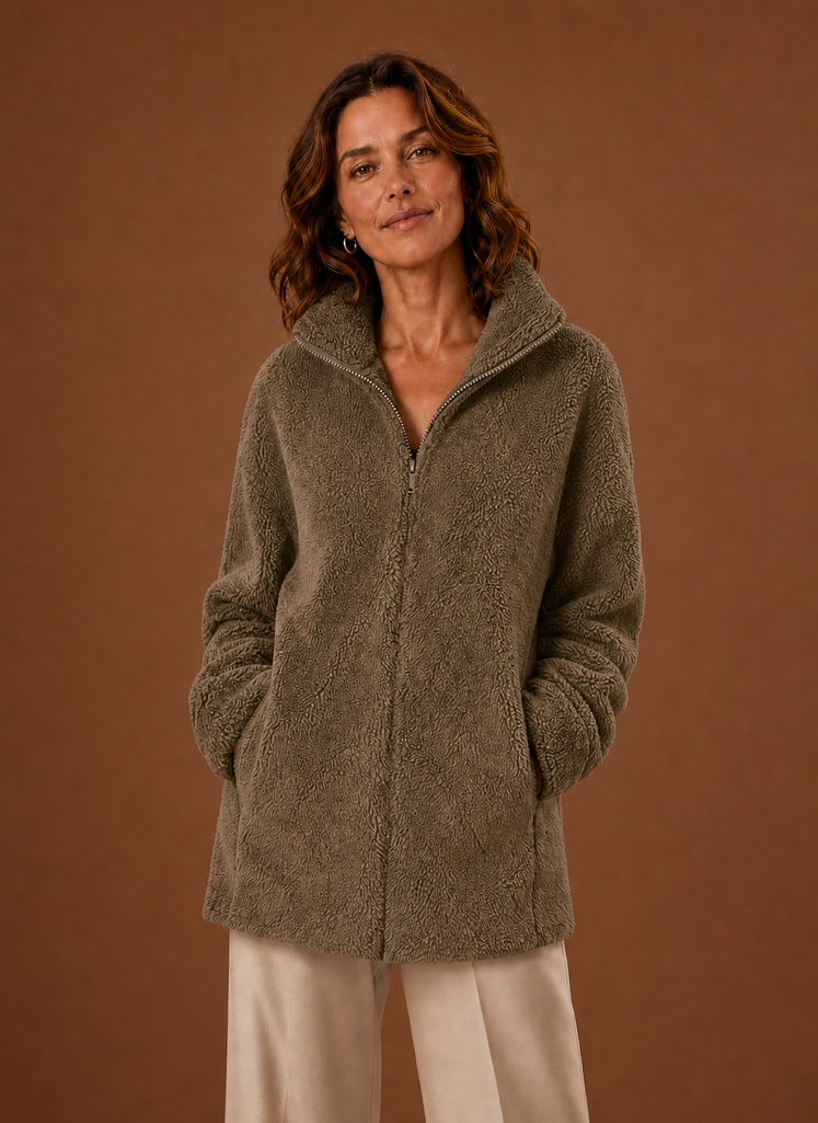 Dame Fleece Sherpa Zip Up Vinterjakke | Areleon
