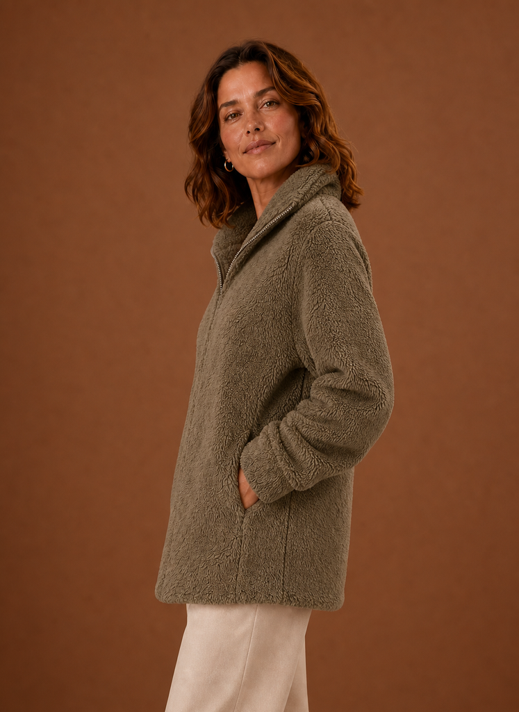 Dame Fleece Sherpa Zip Up Vinterjakke | Areleon