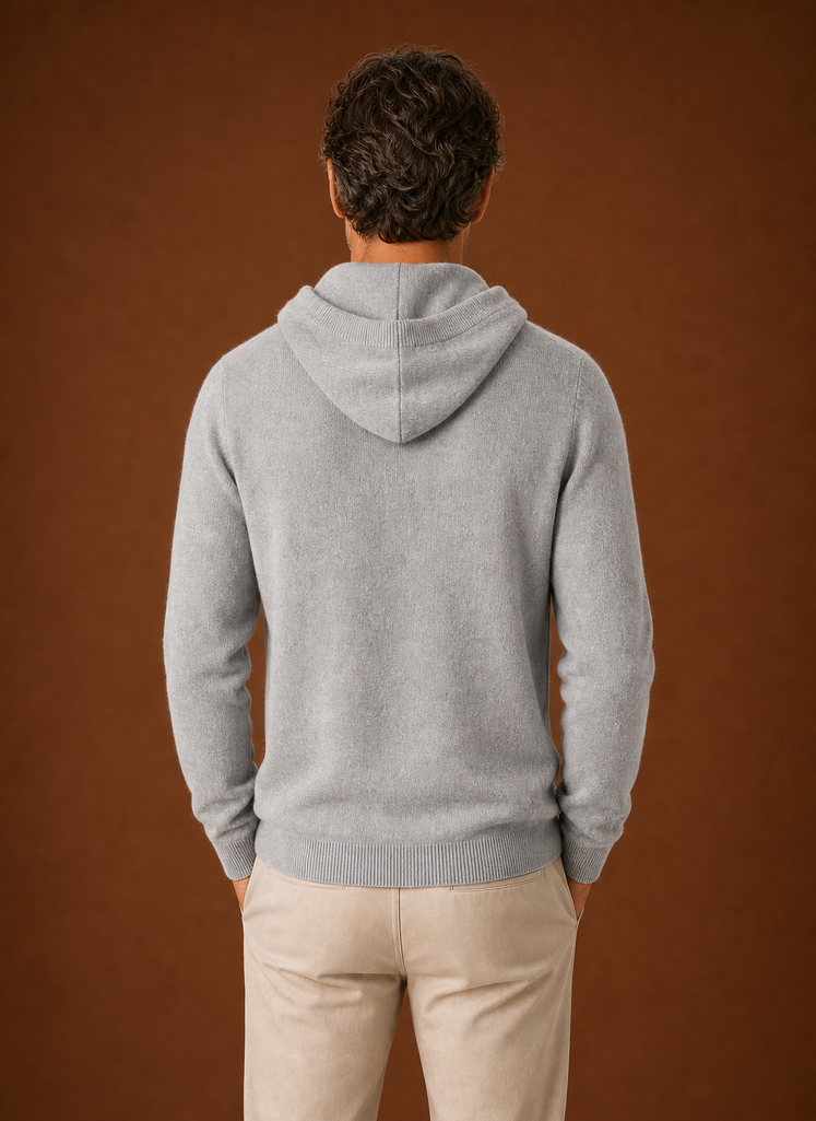 Herre Cashmere-Look Hættetrøje - Strikket Pullover | Areleon