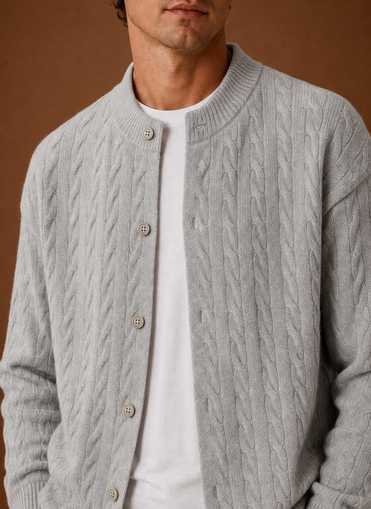 Herre Kabelstrik Cardigan - Knappet Front Sweater | Areleon