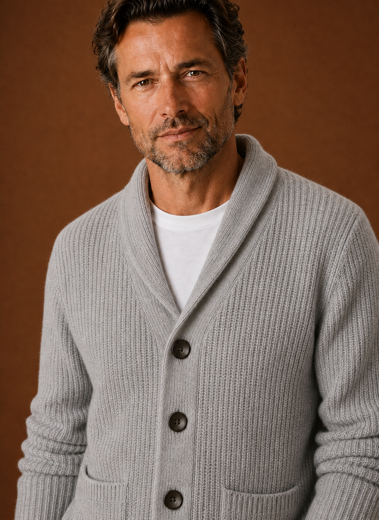 Herre Skulderkrave Cardigan - Strikket Cardigan | Areleon