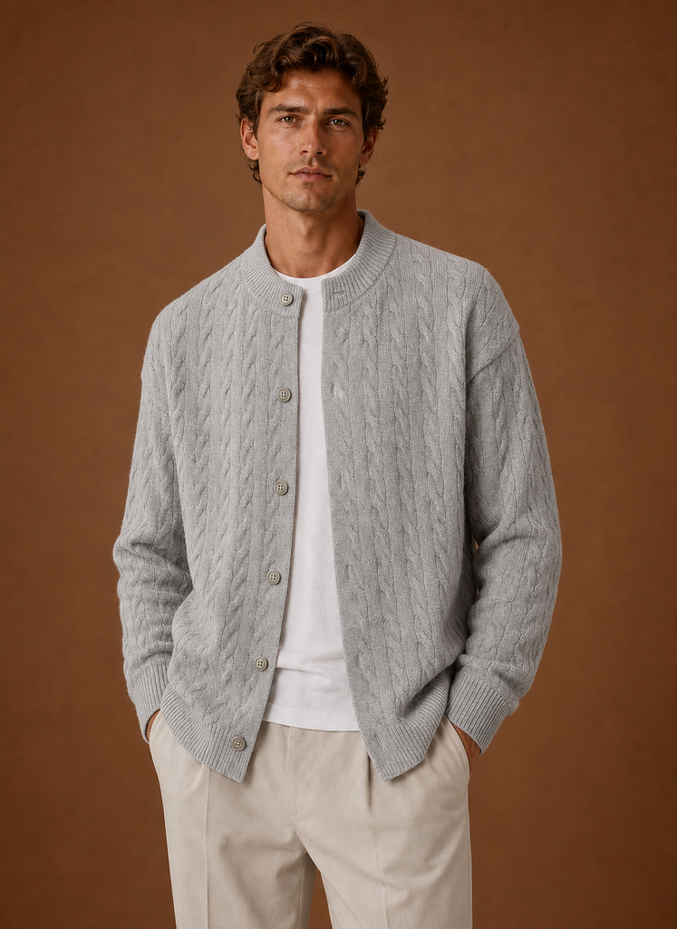 Herre Kabelstrik Cardigan - Knappet Front Sweater | Areleon