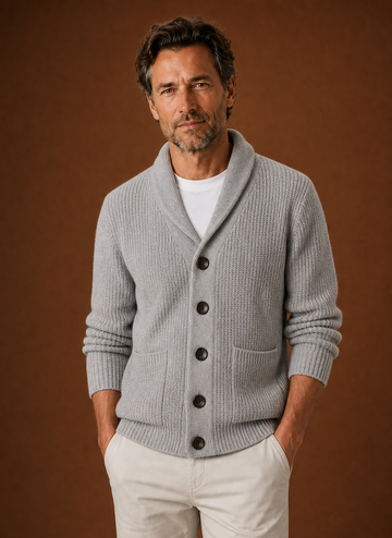 Herre Skulderkrave Cardigan - Strikket Cardigan | Areleon
