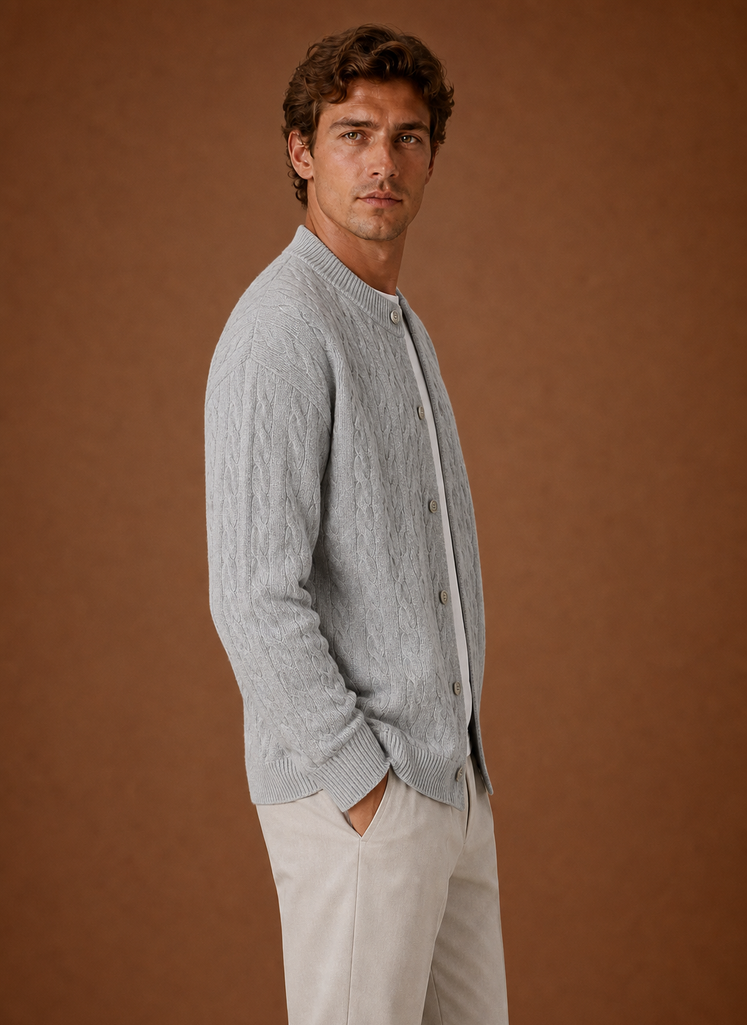 Herre Kabelstrik Cardigan - Knappet Front Sweater | Areleon