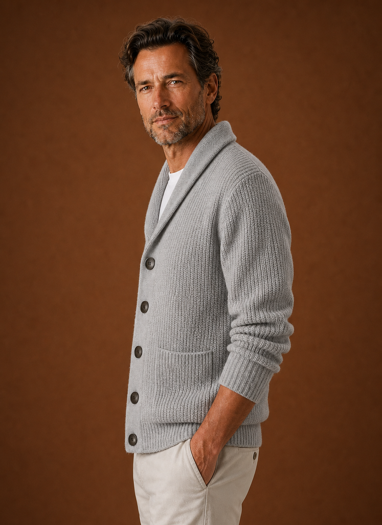 Herre Skulderkrave Cardigan - Strikket Cardigan | Areleon