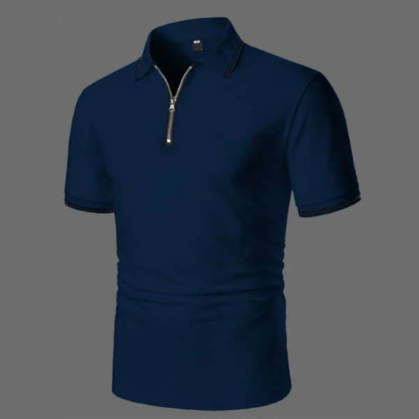 Herre Kortærmet Polo T-shirt med Lynlås Casual Smart-Casual Åndbart Bomulds Top