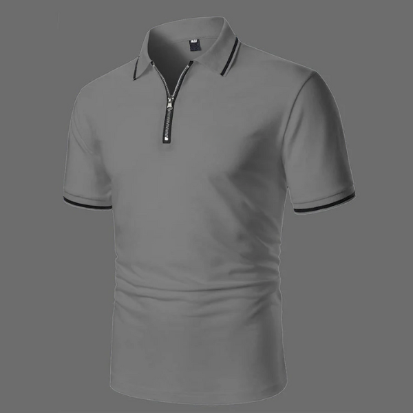 Herre Kortærmet Polo T-shirt med Lynlås - Casual Smart-Casual Åndbart Bomulds Top