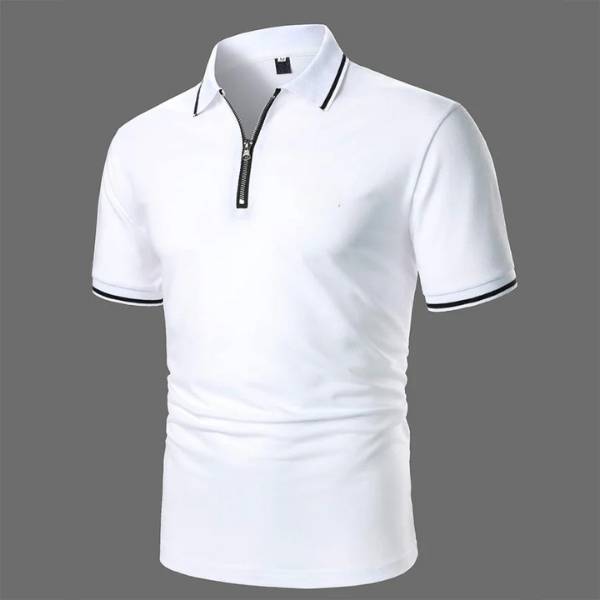 Herre Kortærmet Polo T-shirt med Lynlås - Casual Smart-Casual Åndbart Bomulds Top