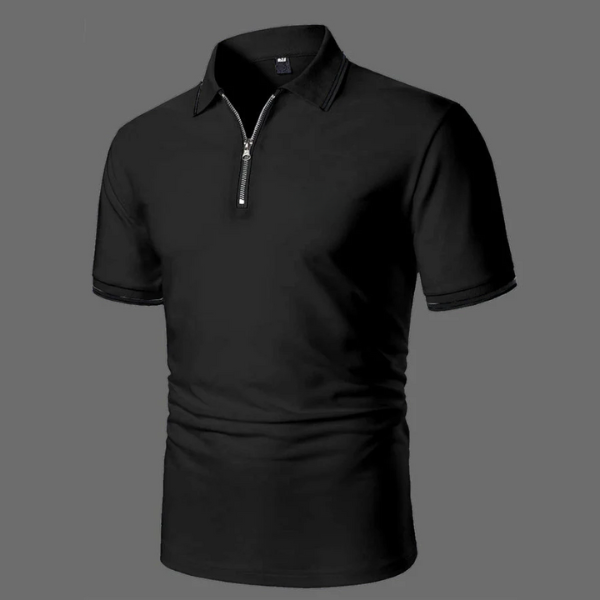 Herre Kortærmet Polo T-shirt med Lynlås Casual Smart-Casual Åndbart Bomulds Top