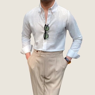 Herreslim-fit button-down skjorte – Langærmet smart casual stil til sommerarbejde
