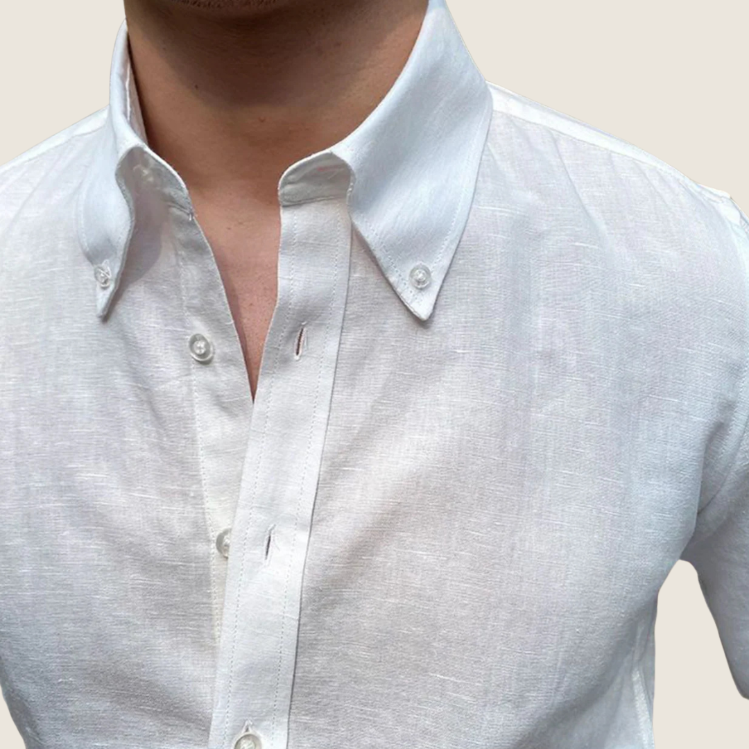 Herreslim-fit button-down skjorte – Langærmet smart casual stil til sommerarbejde