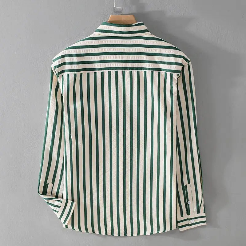 Herre trykt skjorte med knaplukning – Afslappet langærmet sommerlag til ferier