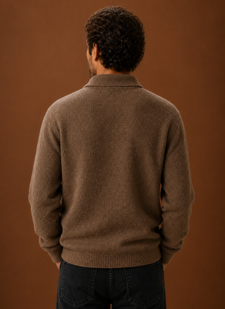 Herre Langærmet Strikket Polo Sweater | Areleon