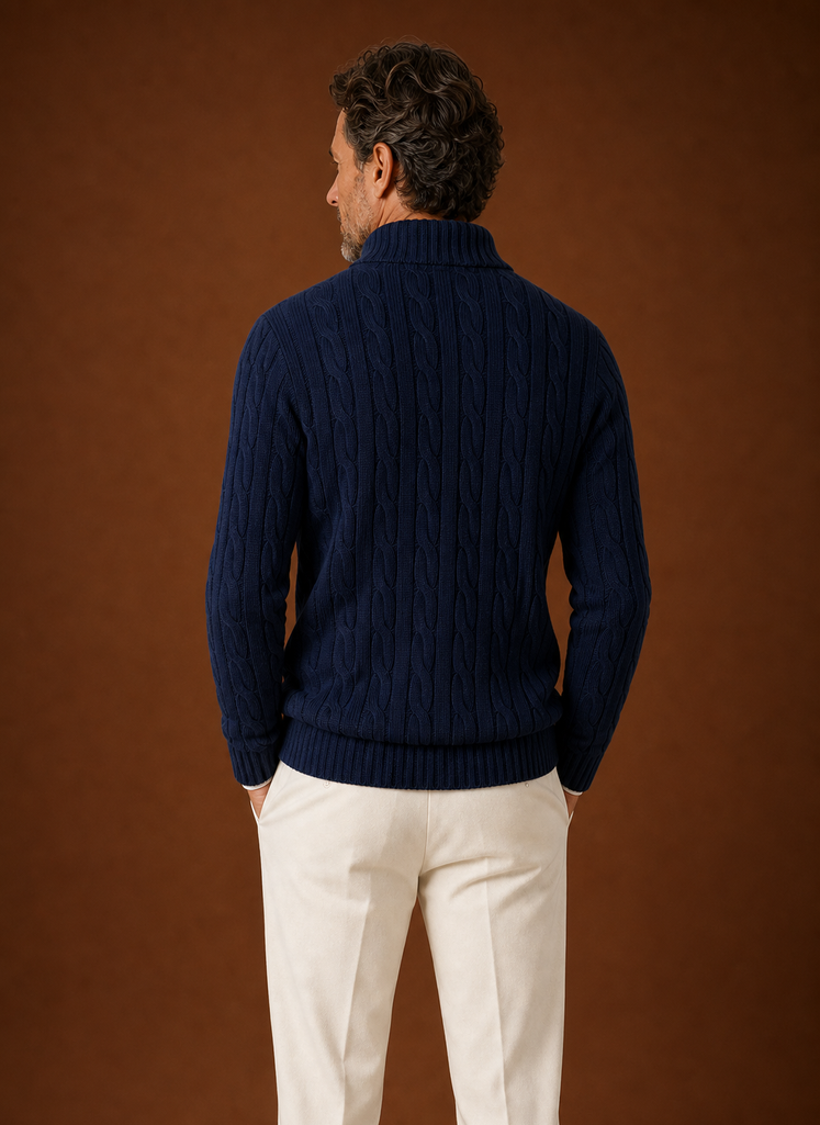 Herre Kabelstrik Quarter Zip Sweater - Casual Pullover | Areleon