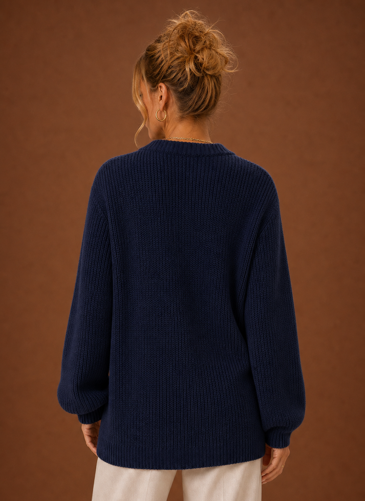 Kvinders V-Hals Strikket Cardigan - Knap Front Langærmet Sweater | Areleon