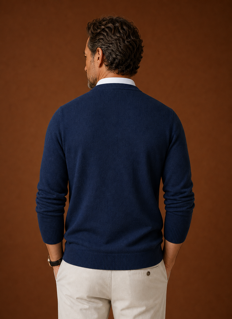 Herre V-Hals Striktrøje - Casual Pullover | Areleon