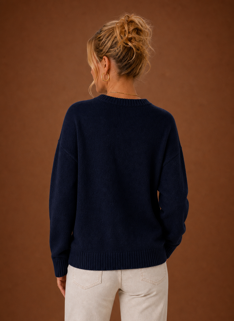 Kvinders Crew Neck Pullover - Amerikansk Flag Strik Sweater | Areleon
