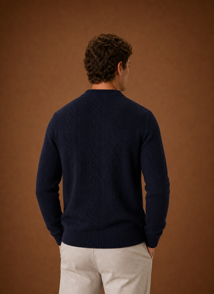 Herre Kabelstrikket Cardigan - V-Hals Knap Front Sweater | Areleon