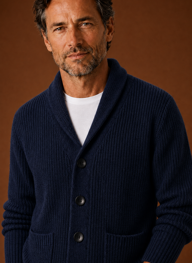 Herre Skulderkrave Cardigan - Strikket Cardigan | Areleon