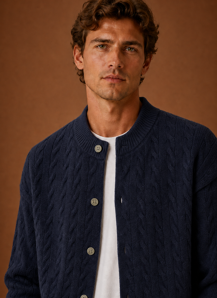 Herre Kabelstrik Cardigan - Knappet Front Sweater | Areleon